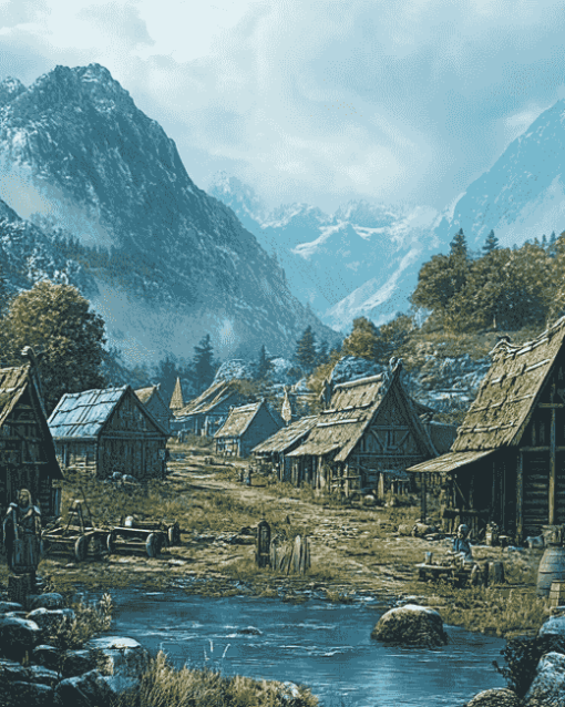 Viking Village Animation Diamond Painting