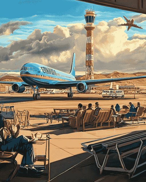 Vintage Airport Scenery Diamond Painting