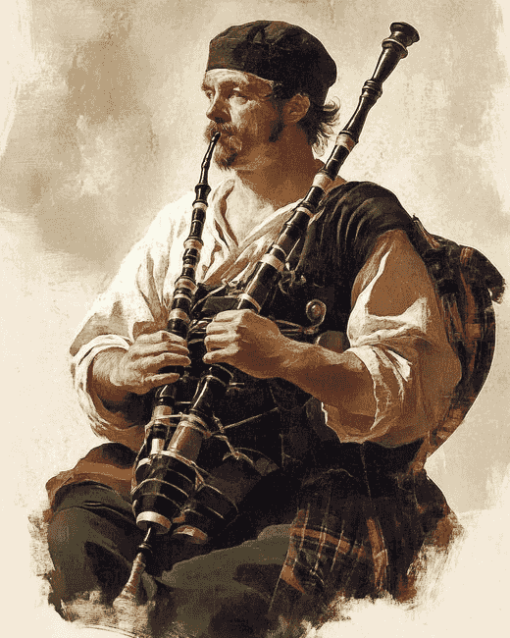 Vintage Bagpiper Diamond Painting