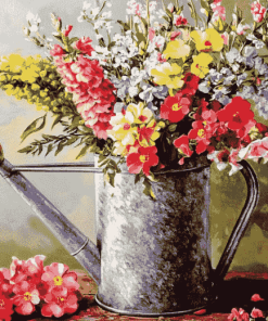 Vintage Blossoms Watering Can Diamond Painting