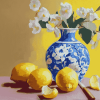 Vintage Blue Vase Lemons Diamond Painting