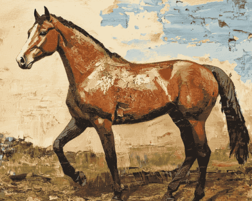 Vintage Brown Horse Diamond Painting