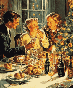 Vintage Christmas Dinner Diamond Painting