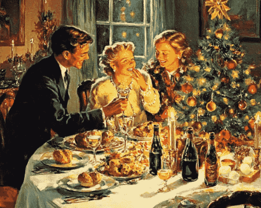 Vintage Christmas Dinner Diamond Painting