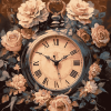 Vintage Clock and Flowers Diamond Painting