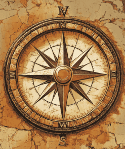 Vintage Compass Rose Diamond Painting