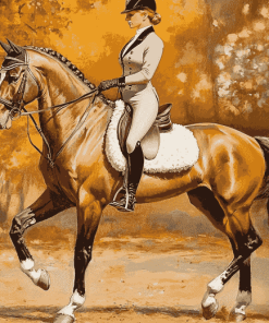 Vintage Dressage Horse Rider Diamond Painting