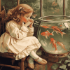 Vintage Goldfish with Little Girl Diamond Painting