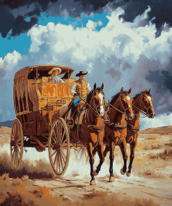 Vintage Horse Stagecoach Diamond Painting