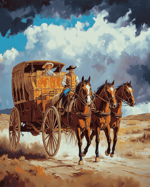 Vintage Horse Stagecoach Diamond Painting