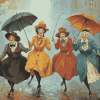 Vintage Ladies with Umbrellas Diamond Painting