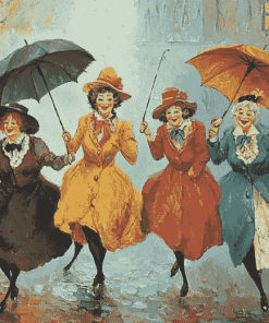 Vintage Ladies with Umbrellas Diamond Painting