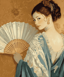 Vintage Lady Hand Fan Diamond Painting