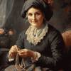 Vintage Lady Knitting Diamond Painting