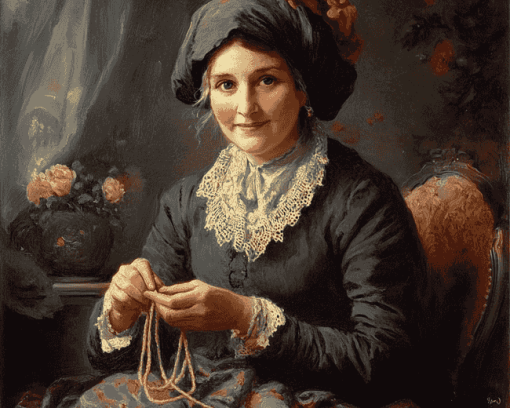 Vintage Lady Knitting Diamond Painting