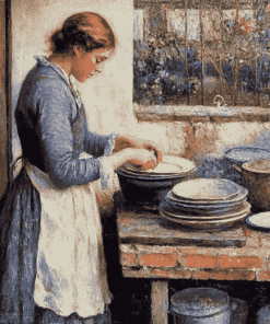 Vintage Lady Washing Dishes Diamond Painting