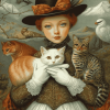 Vintage Lady with Animals Diamond Painting