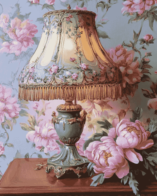 Vintage Lampshade and Floral Diamond Painting