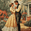 Vintage Lovers in a Romantic Garden Diamond Painting