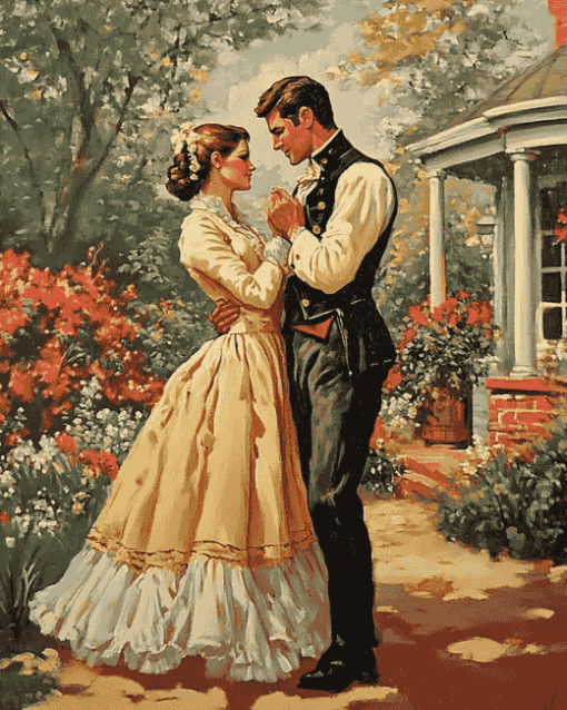 Vintage Lovers in a Romantic Garden Diamond Painting