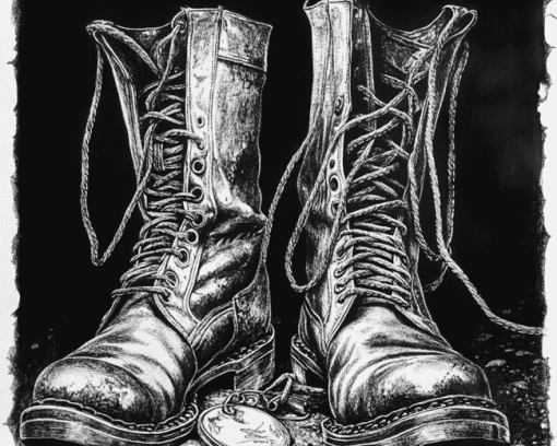 Vintage Monochrome Boots Diamond Painting