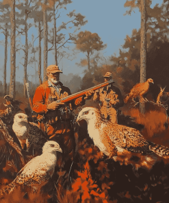 Vintage Quail Huntsmen Diamond Painting