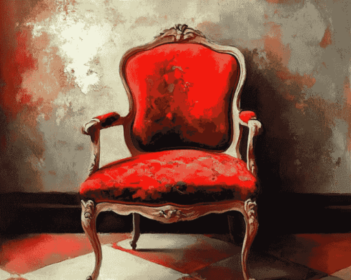 Vintage Red Antique Chair Diamond Painting