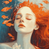 Vintage Redhead Girl Underwater Diamond Painting