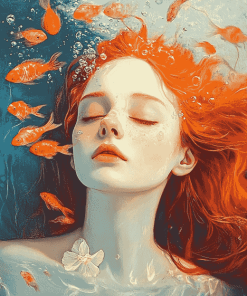 Vintage Redhead Girl Underwater Diamond Painting