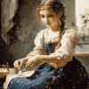 Vintage Sewing Girl Diamond Painting