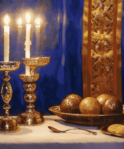 Vintage Shabbat Candles Diamond Painting