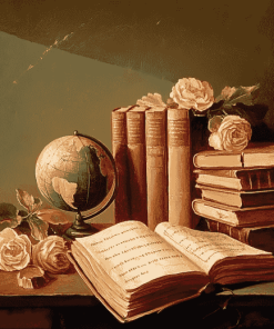 Vintage Still Life with Books and Globe Diamond Painting