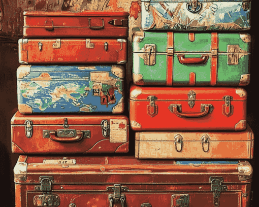 Vintage Travel Suitcase Diamond Painting