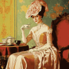 Vintage Woman Tea Time Diamond Painting