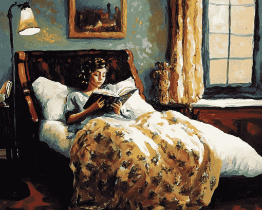 Vintage Woman in Bed Diamond Painting