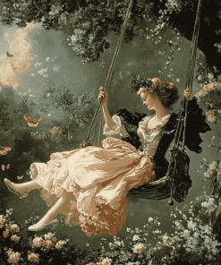 Vintage Woman on Swing Diamond Painting