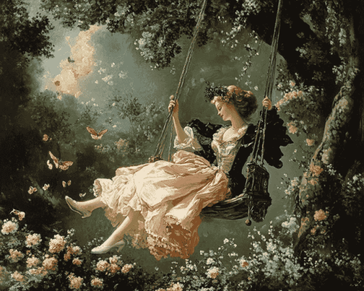 Vintage Woman on Swing Diamond Painting