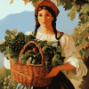 Vintage Woman with Fruit Basket Diamond Painting