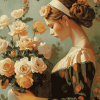 Vintage Woman with Roses Diamond Painting