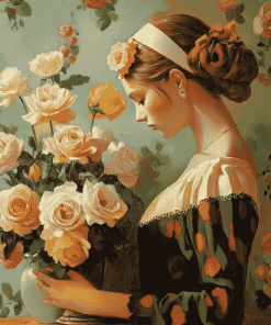 Vintage Woman with Roses Diamond Painting