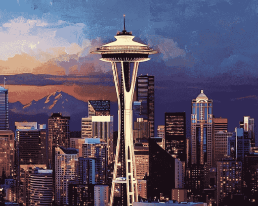 Washington Space Needle City Diamond Painting