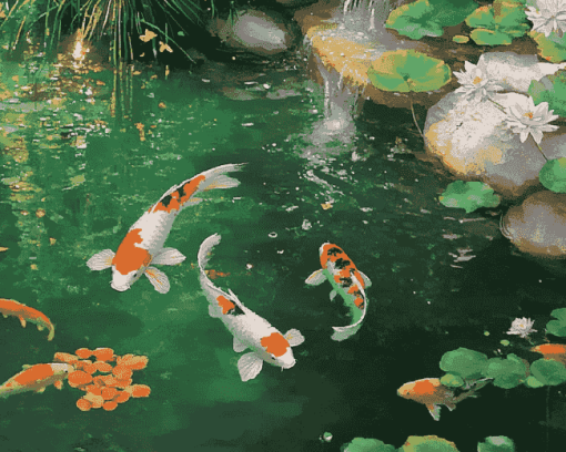 Water Lilies and Koi Fish Diamond Painting