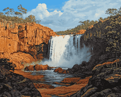 Waterfall Kakadu Landscape Diamond Painting