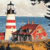 West Quoddy Head Maine Lighthouse Diamond Painting