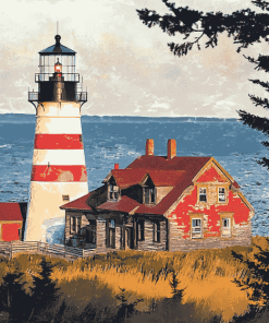 West Quoddy Head Maine Lighthouse Diamond Painting