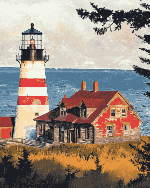 West Quoddy Head Maine Lighthouse Diamond Painting