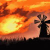 Western Windmill Sunset Diamond Painting