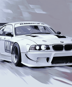 White BMW Racing Diamond Painting