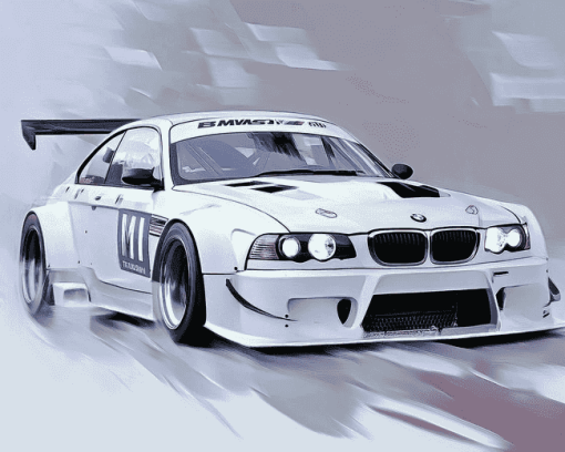 White BMW Racing Diamond Painting