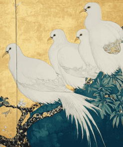 White Birds by Watanabe Shiko Diamond Painting